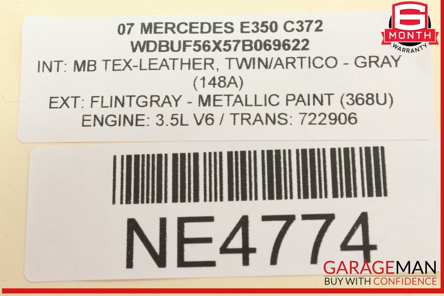 07-09 Mercedes W211 E350 Rear Trunk Lid Tailgate License Plate Panel Gray OEM