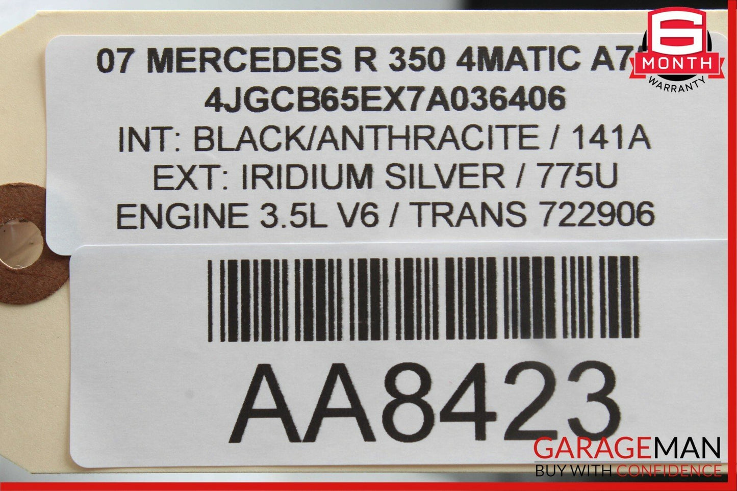 06-10 Mercedes W251 R350 Front Right Side Sunvisor Sun Visor Shade Gray OEM