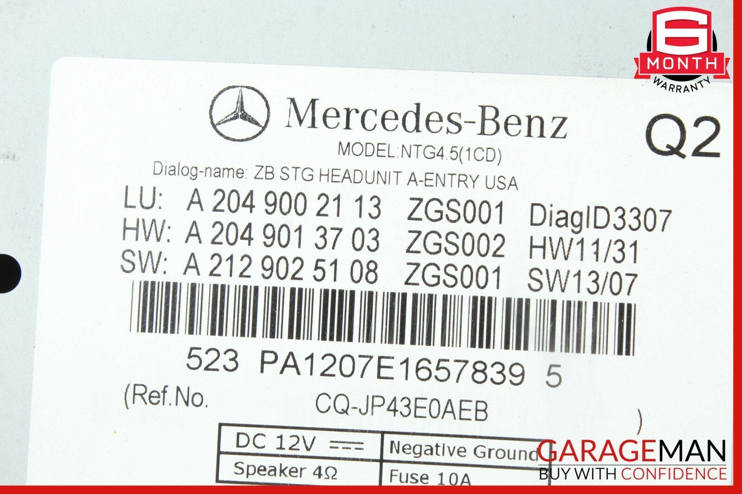 12-14 Mercedes W204 C250 C300 Navigation Comand Head Unit DVD CD Radio Audio OEM