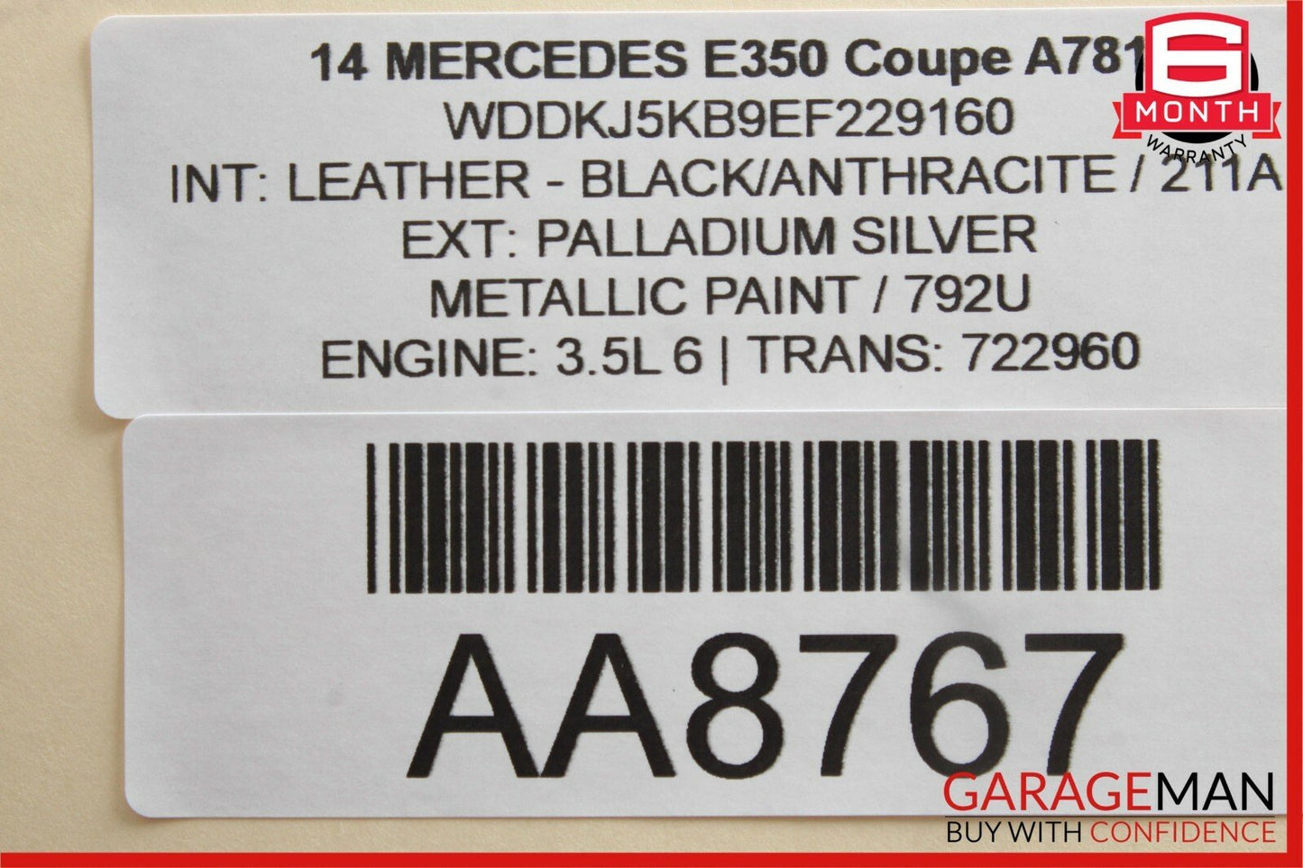 10-16 Mercedes W207 E350 Coupe Rear Left Side Door Window Regulator Motor Unit