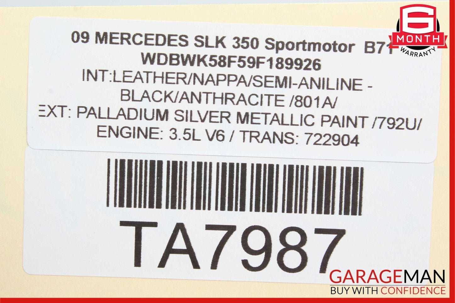 05-11 Mercedes R171 SLK350 Front Right or Left Seat Headrest Head Rest OEM