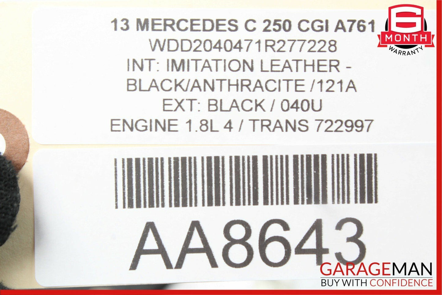 12-14 Mercedes W204 C250 C63 AMG Front Left Side Mirror Rear View Door Black OEM