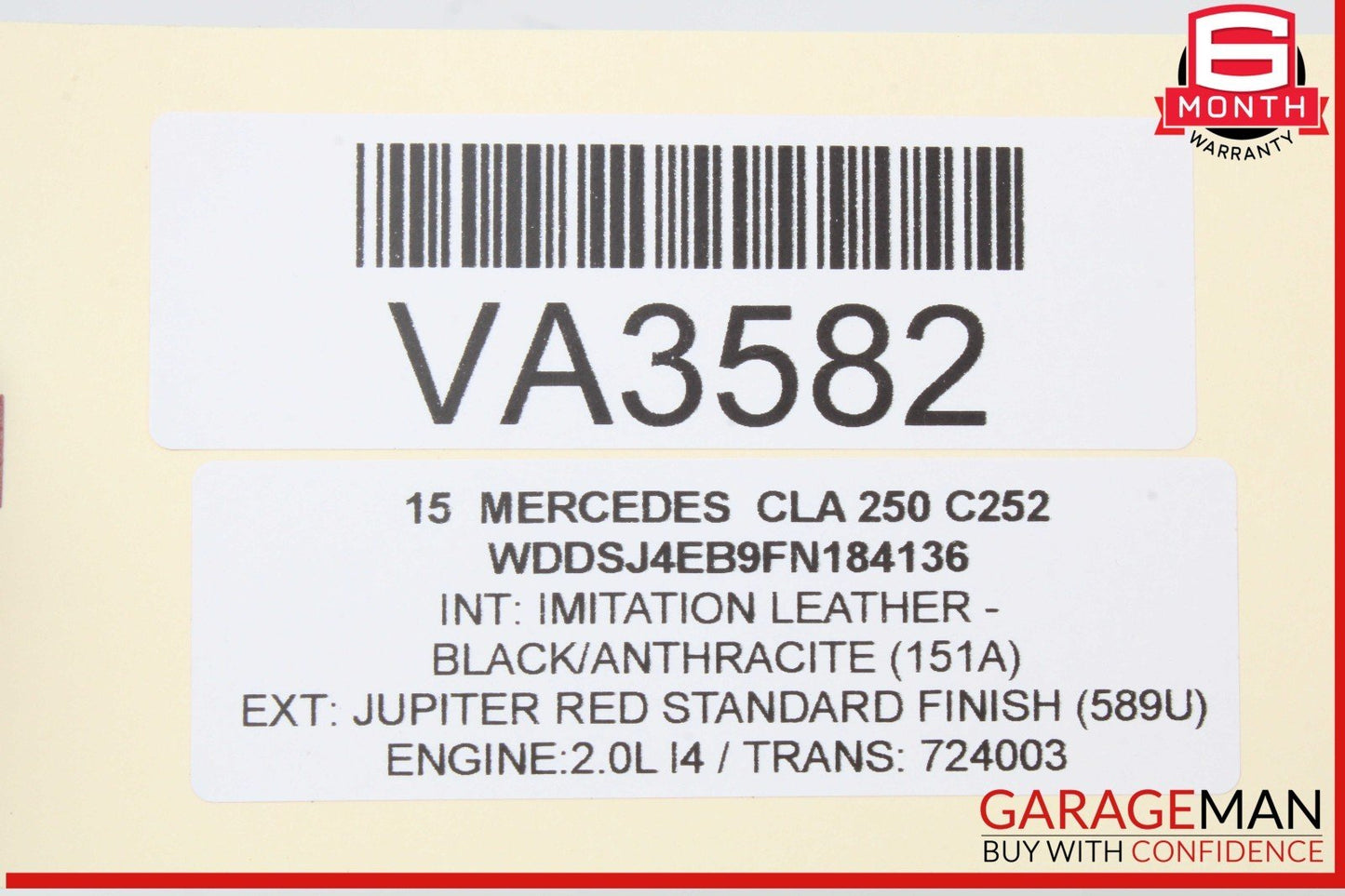 14-18 Mercedes W117 CLA250 Front Left Driver Side Door Window Regulator Motor