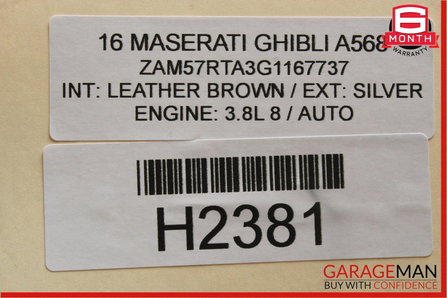 14-17 Maserati Ghibli Front Right Passenger Side Lower Bottom Seat Cushion Brown
