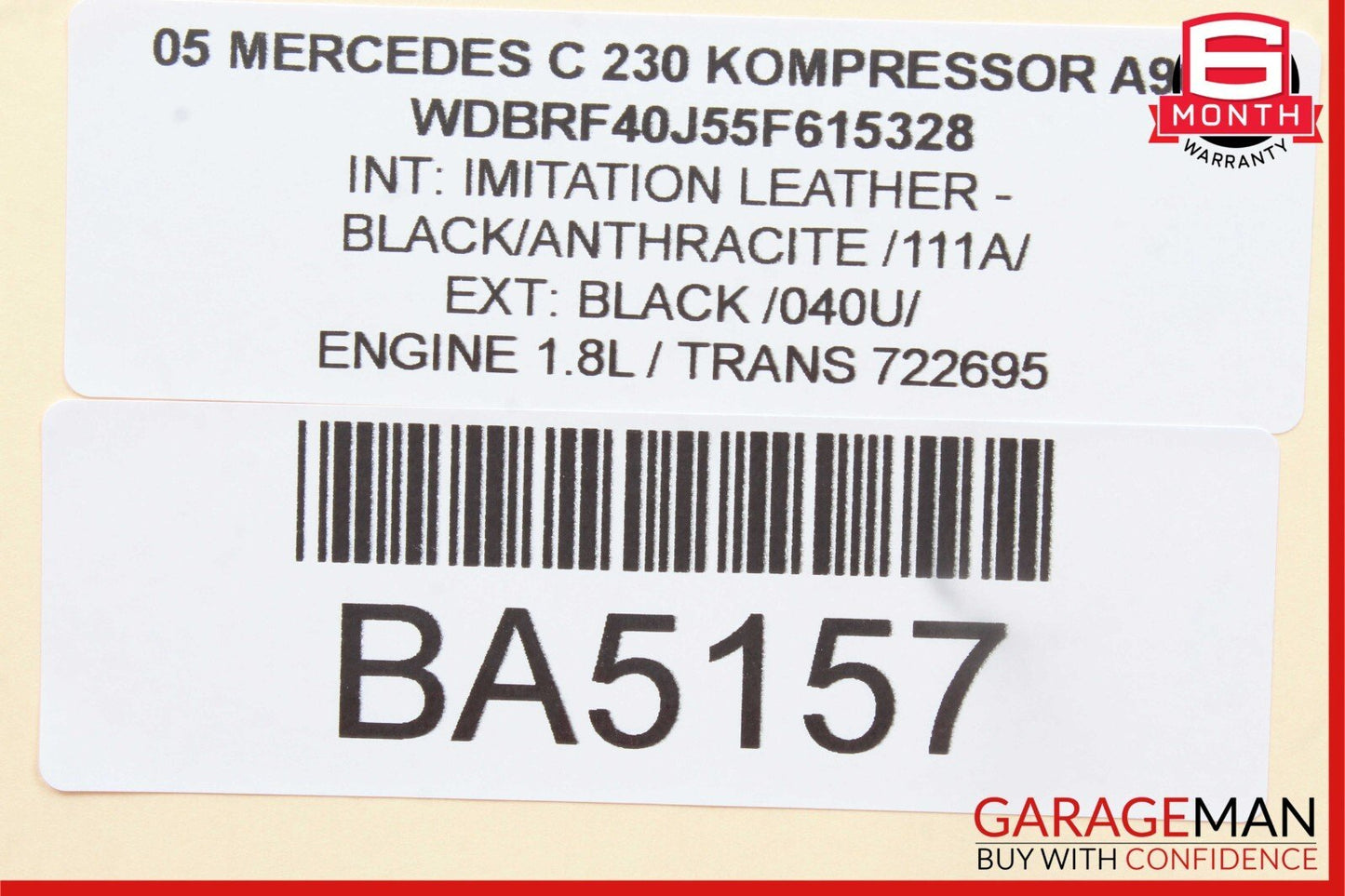 05-07 Mercedes W203 C230 C280 C320 Rear Right Side Exterior Door Handle Black