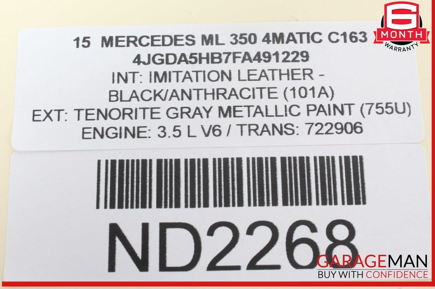 12-15 Mercedes W166 ML350 4MATIC Rear Right Side Bumper Mount Bracket OEM