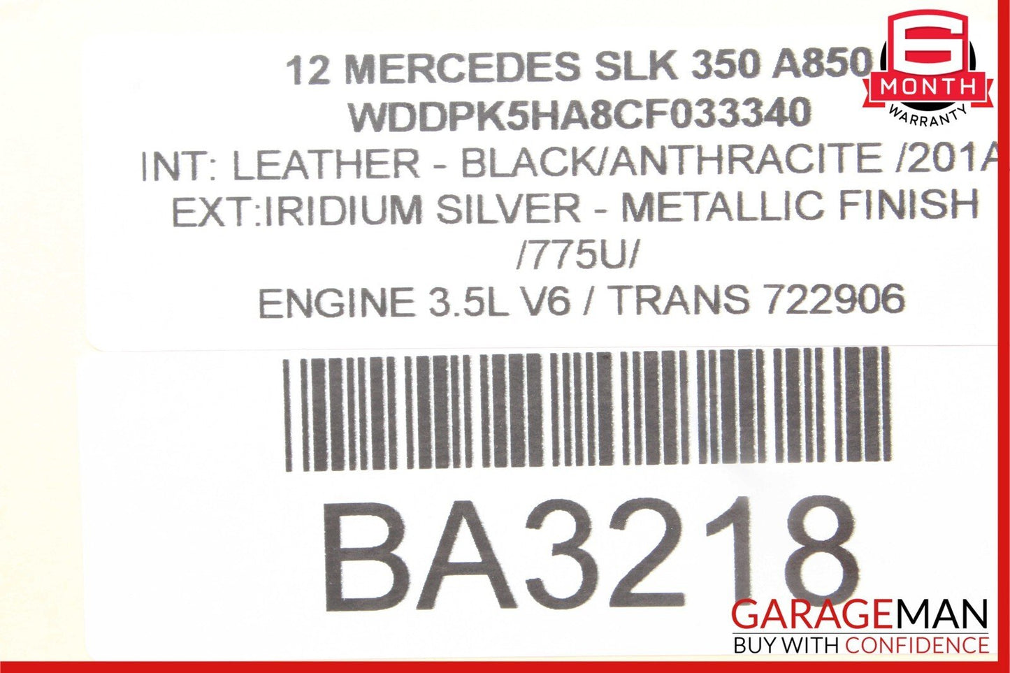 12-20 Mercedes R172 SLK350 SLC300 Convertible Right Trunk Lift Assist Cylinder