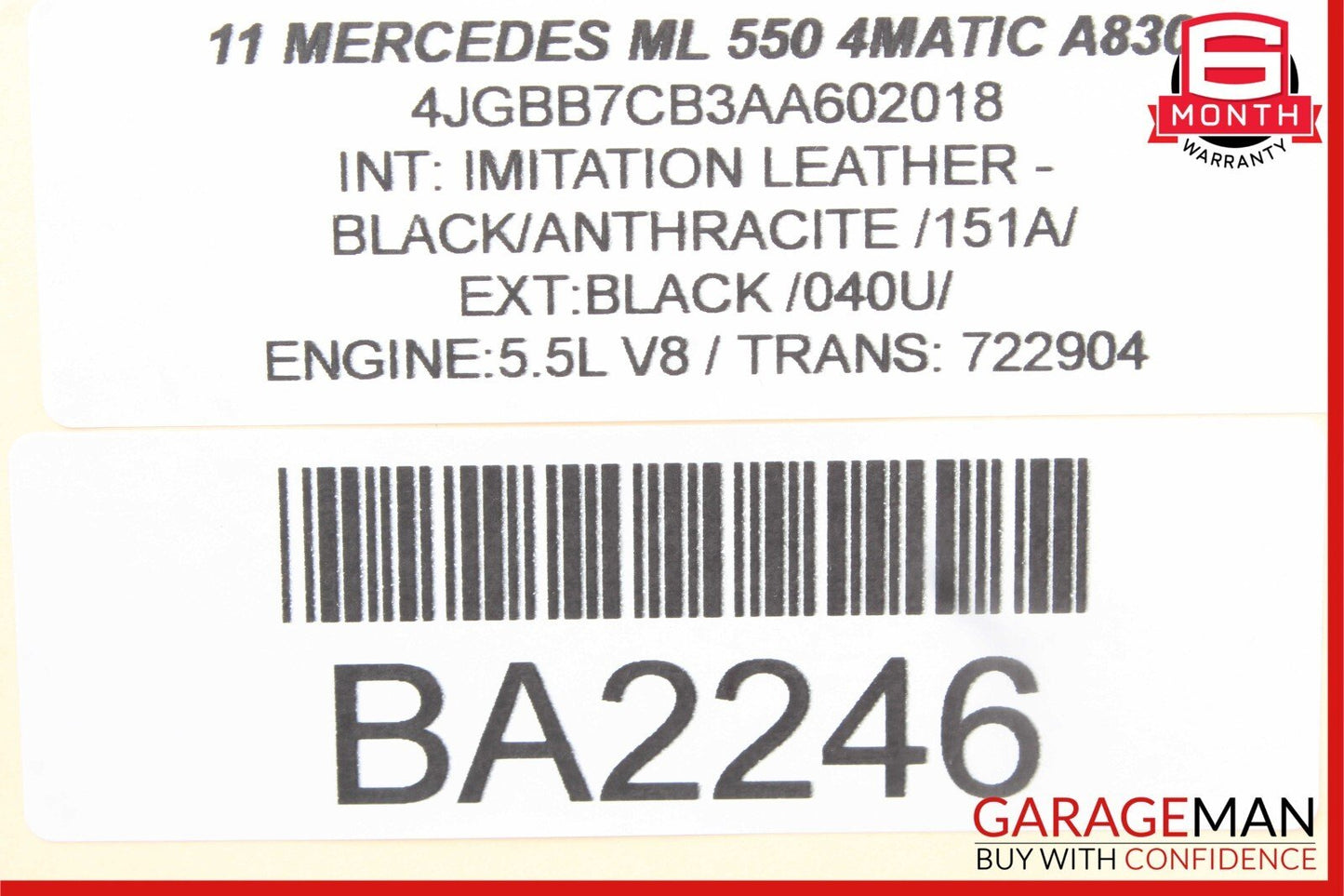 06-12 Mercedes W164 ML550 R550 Front Right Seat Belt Seatbelt Retractor Black