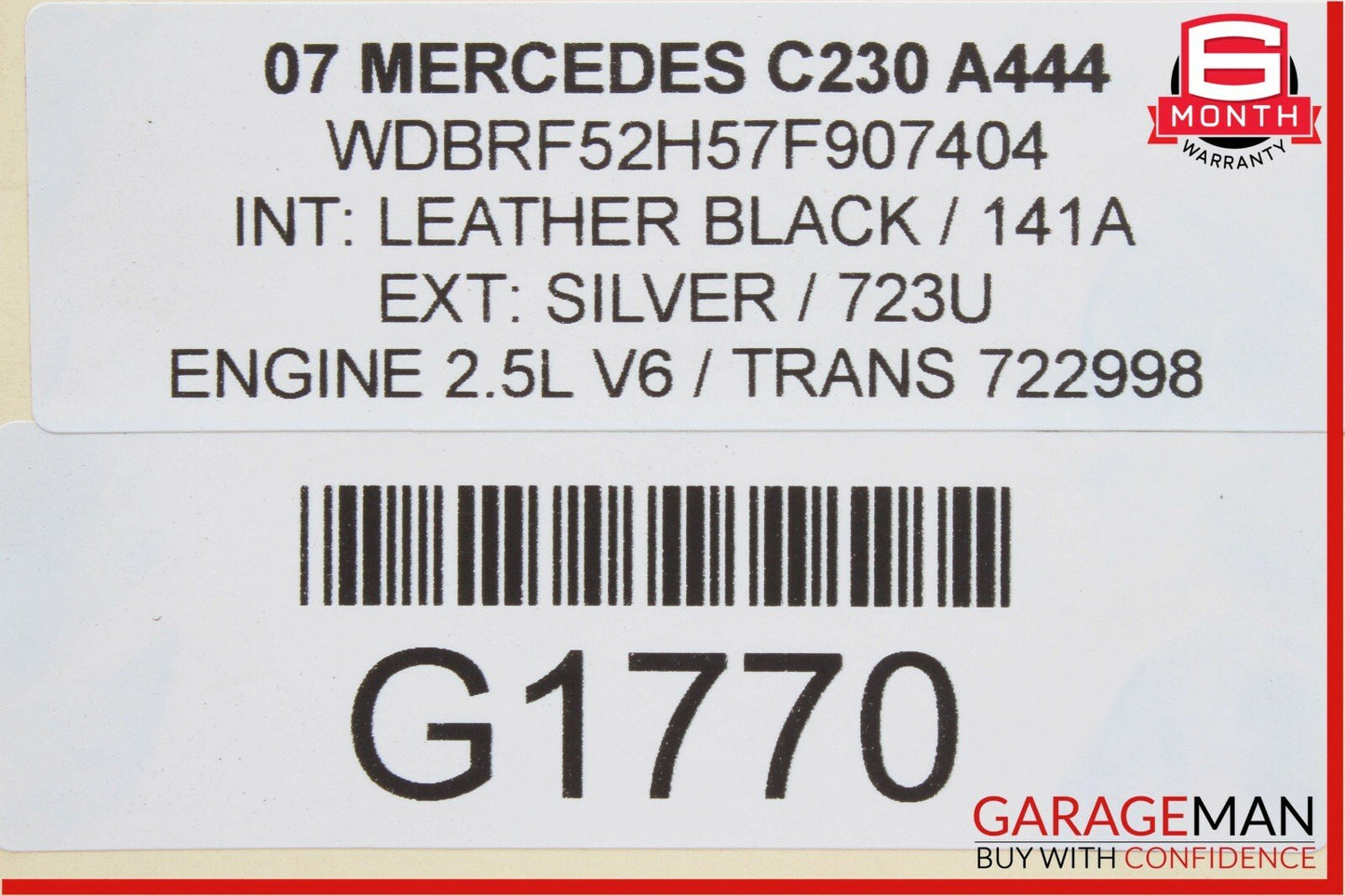 05-07 Mercedes W203 C230 Front Right Passenger Side Headlight Lamp OEM