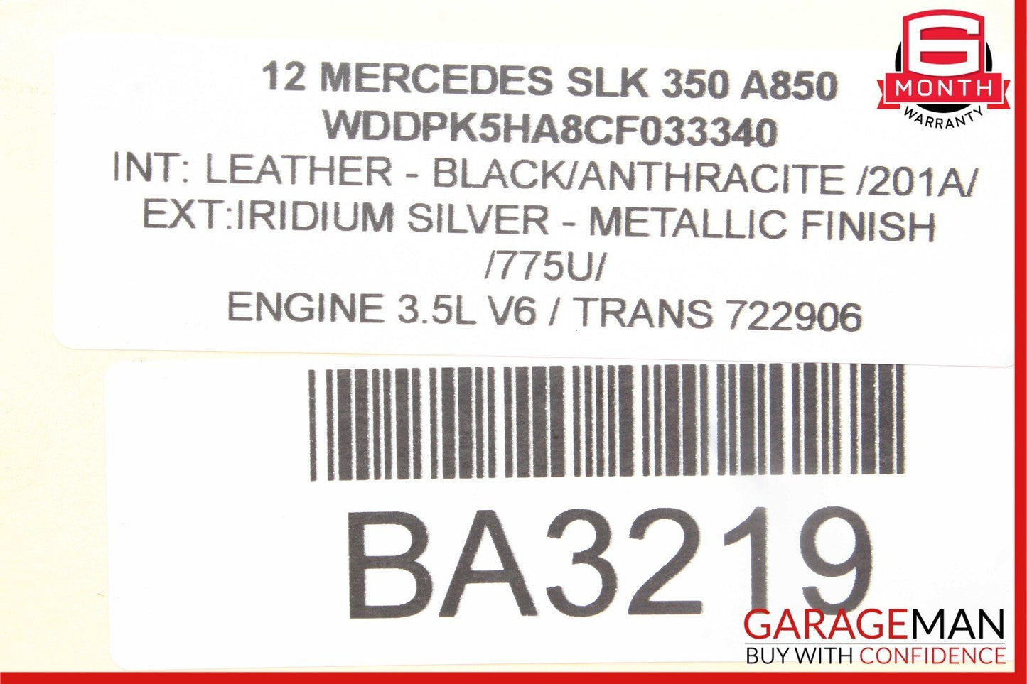 12-20 Mercedes R172 SLK350 SLC43 Left Convertible Top Main Drive Lift Cylinder
