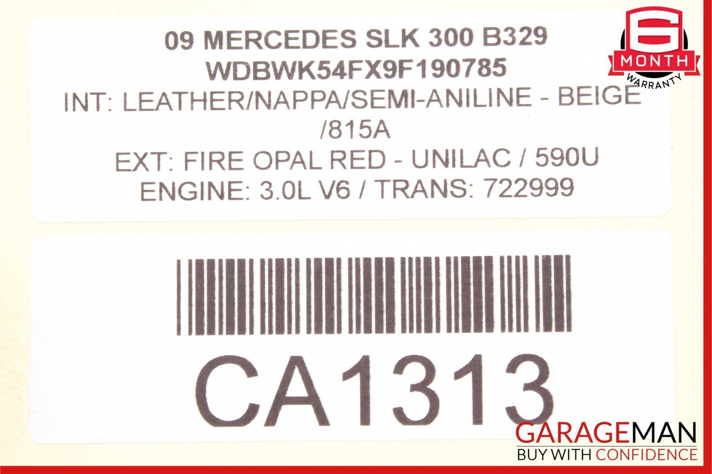 05-11 Mercedes R171 SLK280 SL550 Front Left Side Door Window Regulator Motor