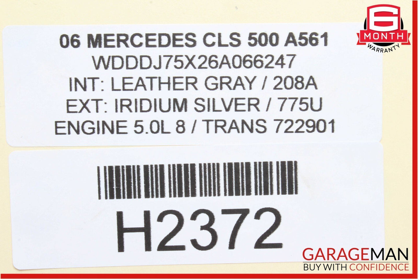 06-11 Mercedes W219 CLS500 Front Left / Right Side Seat Head Rest Headrest Grey