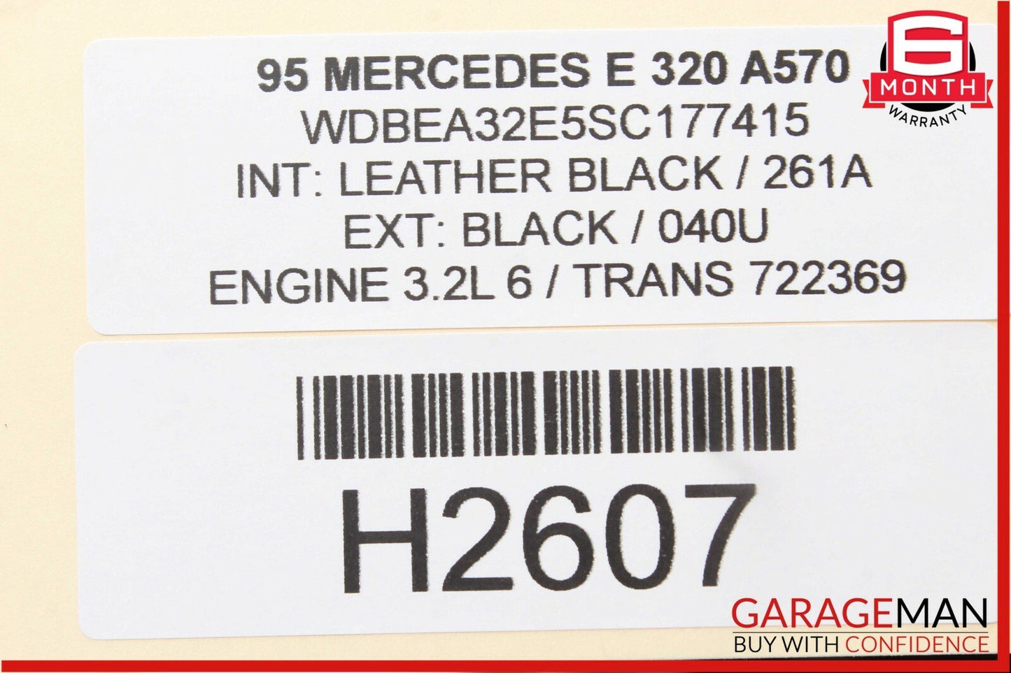 86-95 Mercedes W124 E320 Sedan Rear Left Side Interior Door Pull Handle OEM