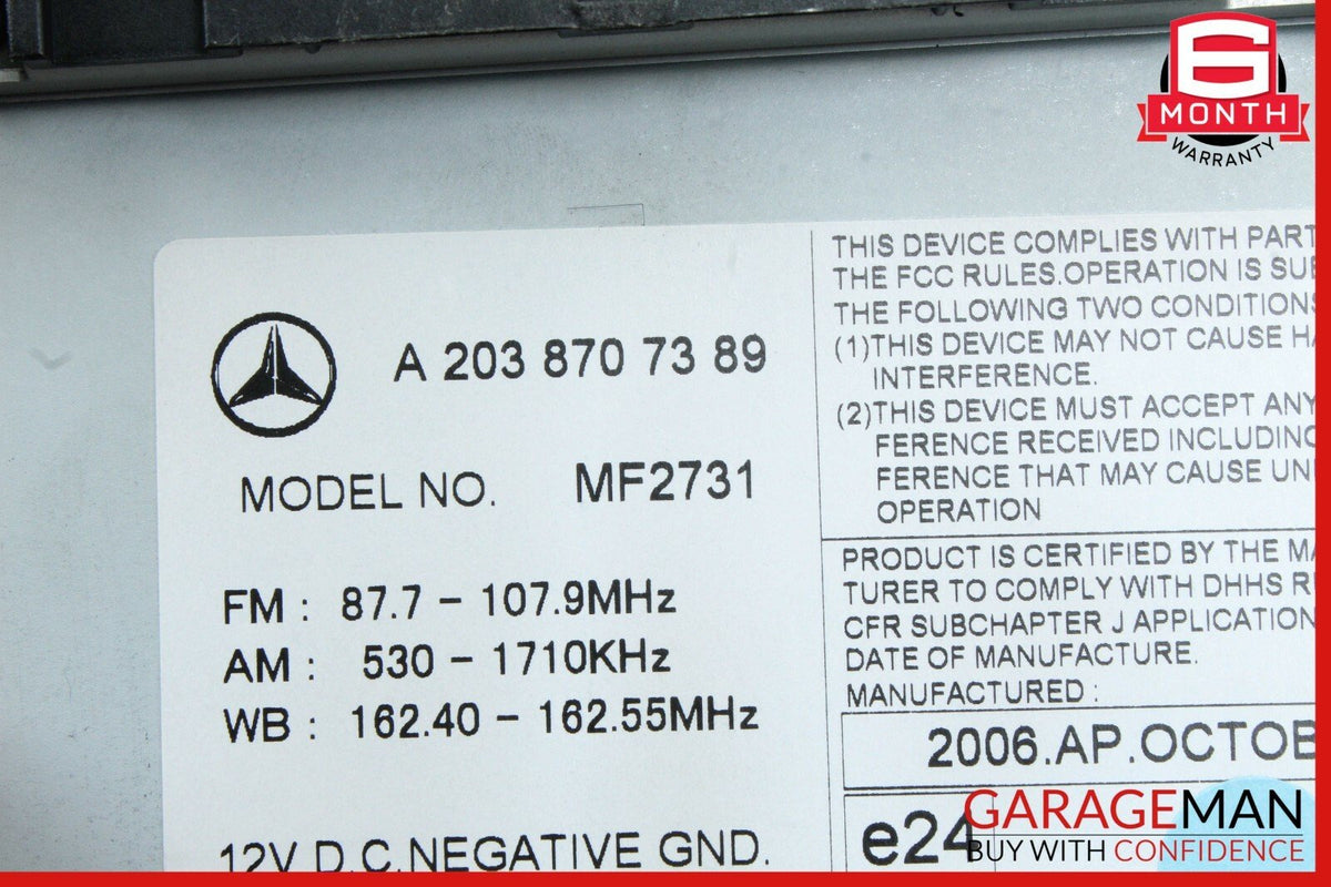 05-07 Mercedes W203 C230 Radio Stereo Audio Head Unit AM FM CD Player MF2731