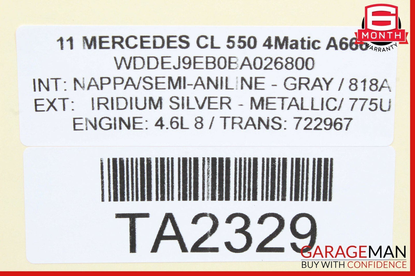 07-14 Mercedes W216 CL550 CL63 AMG Rear Left Driver Side Dome Light Lamp Grey