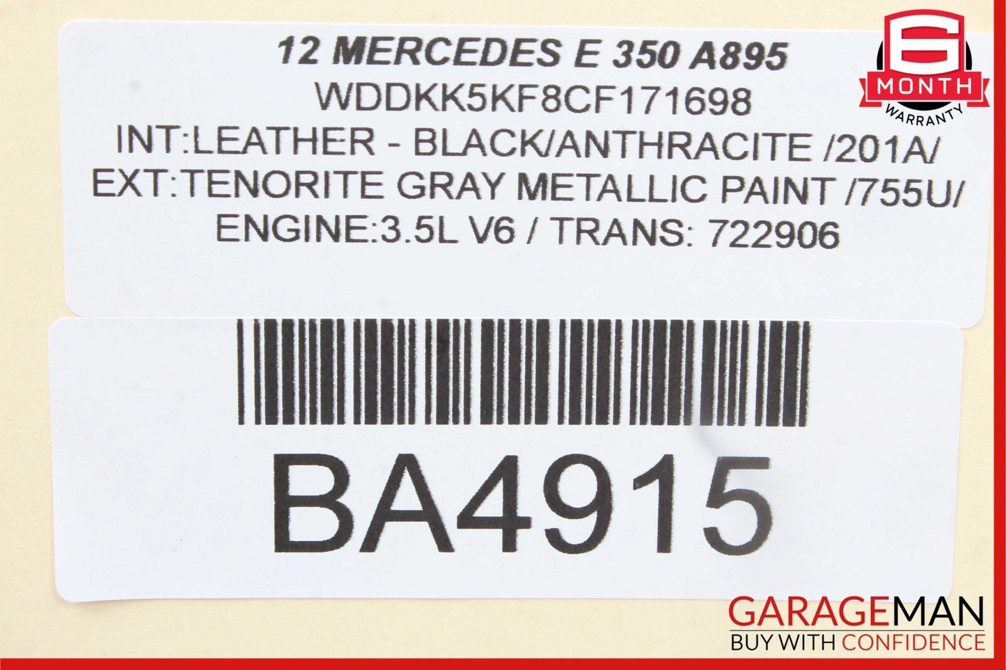 10-13 Mercedes W212 E400 E350 E63 AMG Sedan Trunk Lid Tailgate Handle Trim Black