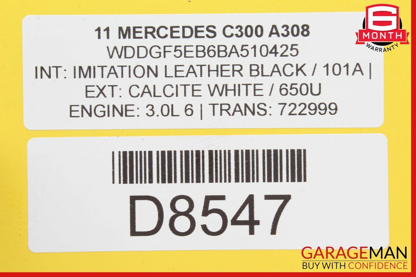 08-14 Mercedes W204 C300 Rear Left Driver Side Door Window Regulator Motor OEM