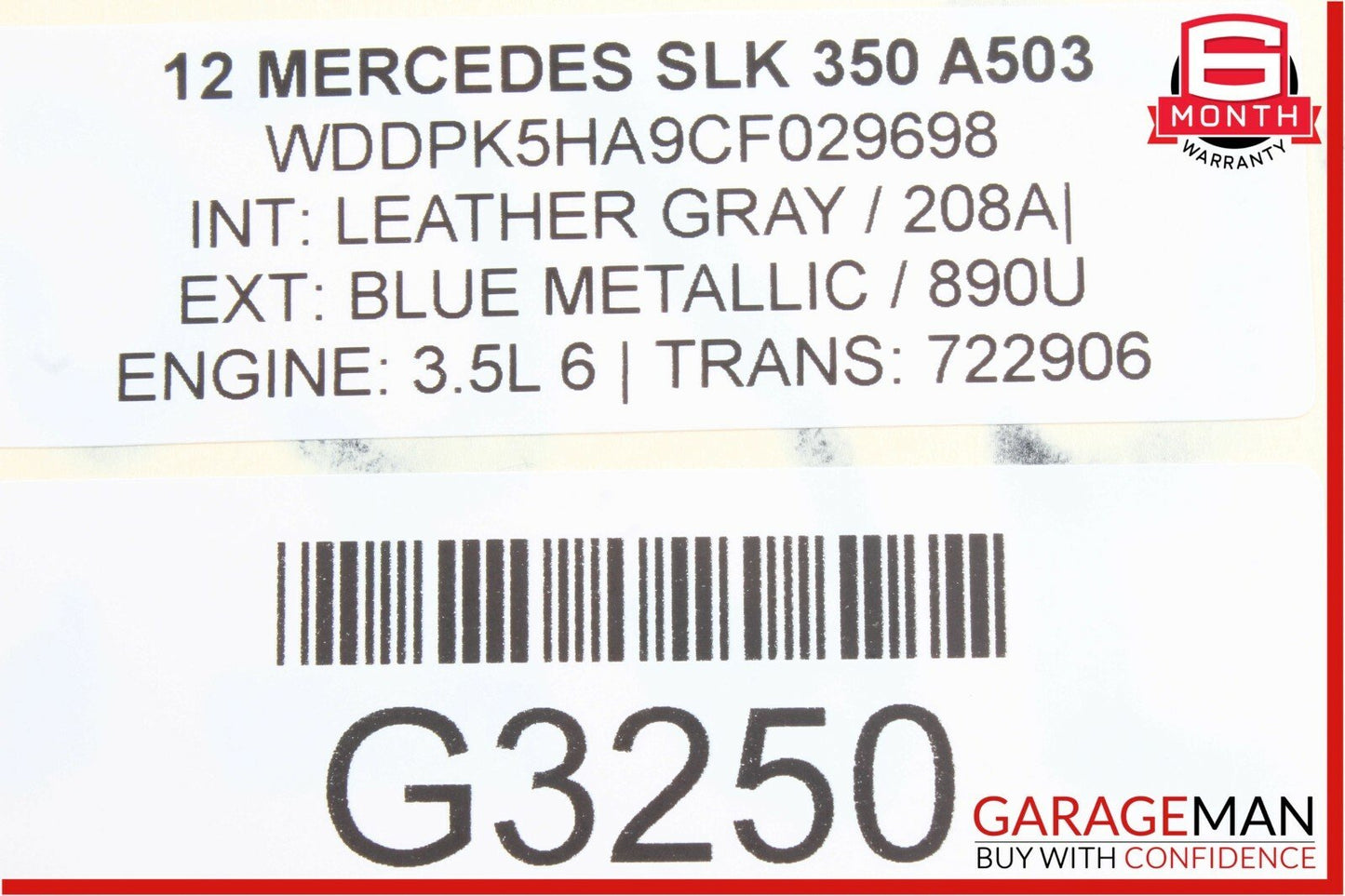 12-16 Mercedes R172 SLK350 AMG Sport Right Side Rocker Skirt Molding Panel Blue