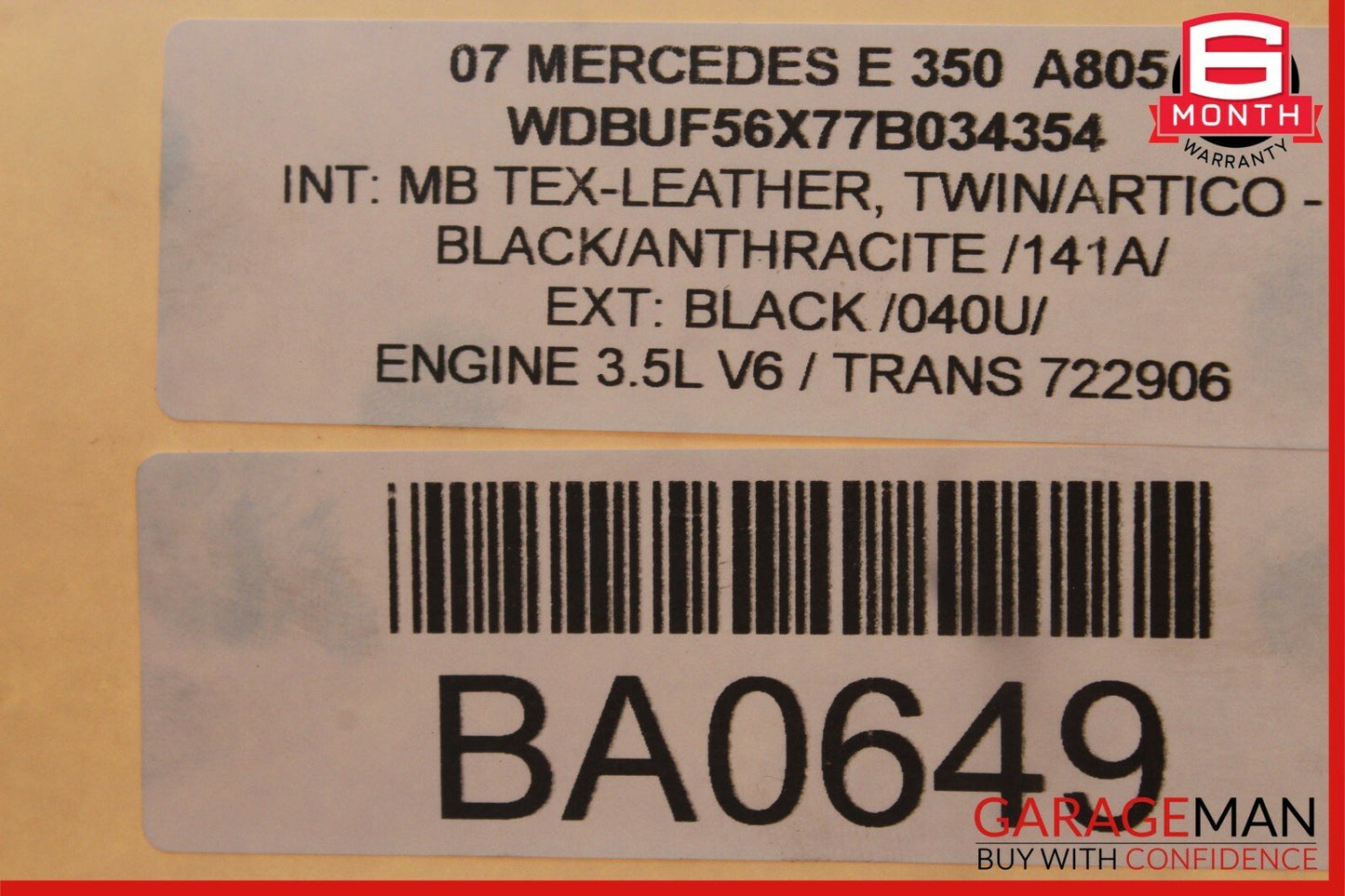 07-09 Mercedes W211 E350 Front Right / Left Seat Headrest Head Rest Black OEM