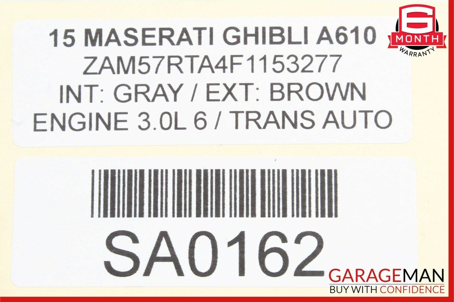 14-17 Maserati Ghibli Rear Left Side Interior Door Trim Panel Assembly Black