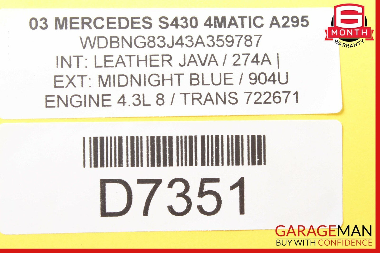 00-06 Mercedes W220 S430 S500 Rear Left Side Seat Control Module 2208216279 OEM