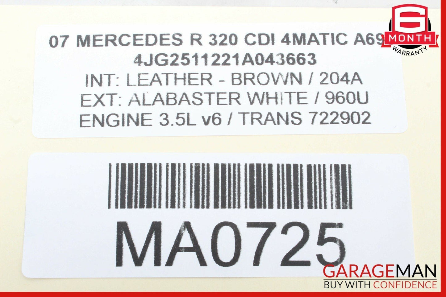 06-10 Mercedes W251 R350 Rear Left Side Exterior Door Handle 2517600634 OEM