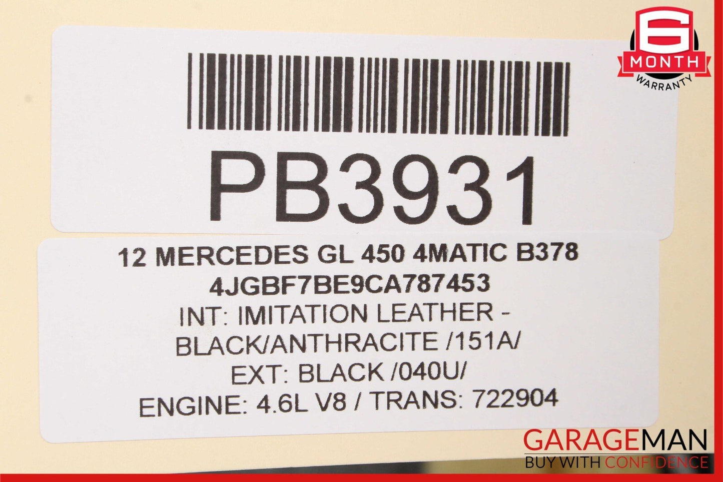 07-12 Mercedes X164 GL550 GL450 Front Left Side Upper Top Seat Cushion Cover