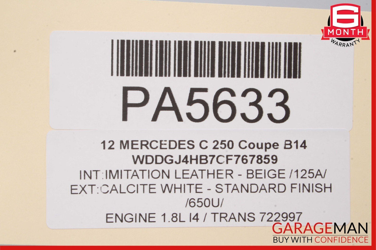 10-17 Mercedes C250 E400 E550 Coupe Center Middle Panoramic Pano Roof Glass