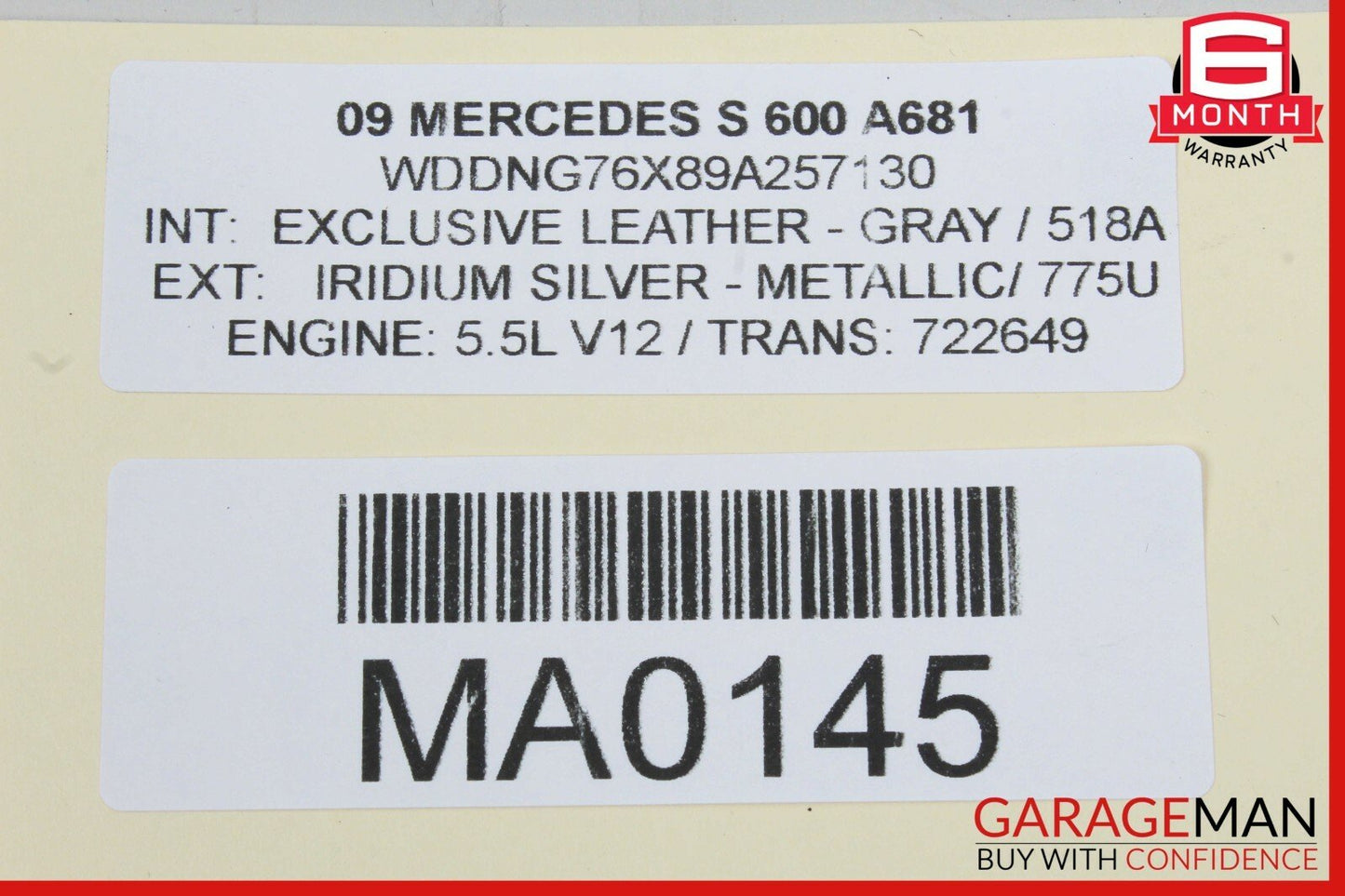 07-13 Mercedes W221 S600 S63 AMG Rear Window Sun Shade Screen Roller Blind Gray