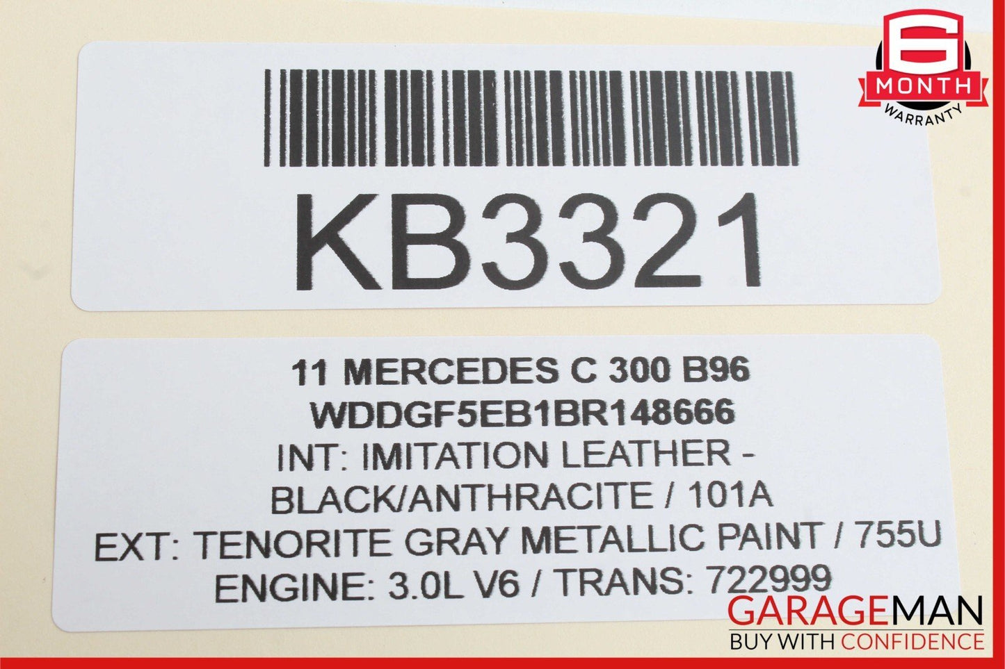 08-14 Mercedes W204 C300 C250 C350 Interior Top Upper Rear View Mirror Black OEM