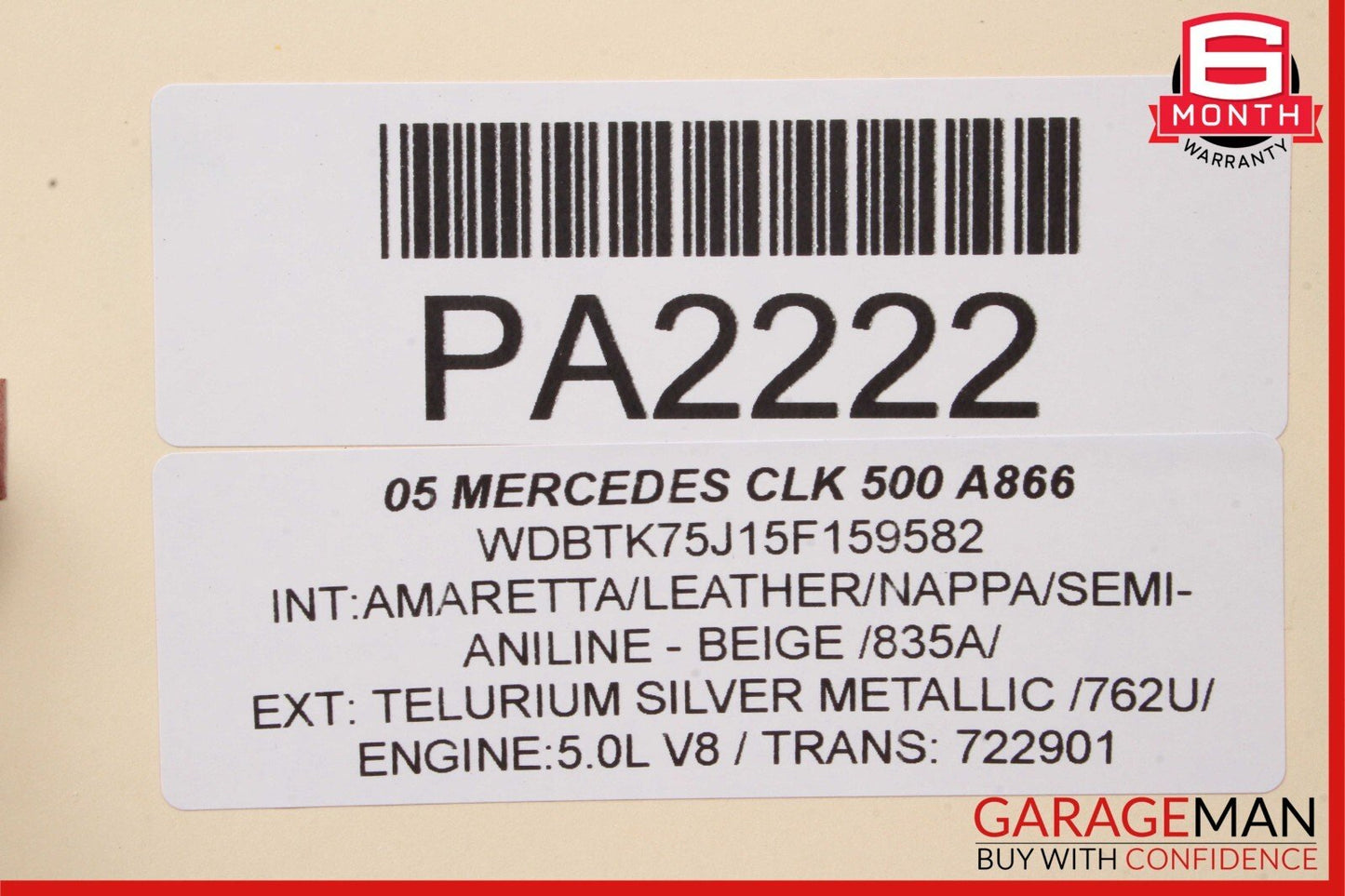 03-09 Mercedes W209 CLK500 Convertible Soft Top Roof Cover Glass Assembly