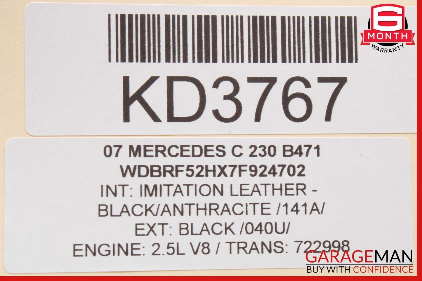 05-07 Mercedes W203 C230 C280 C55 AMG Rear Right Side Exterior Door Handle Black