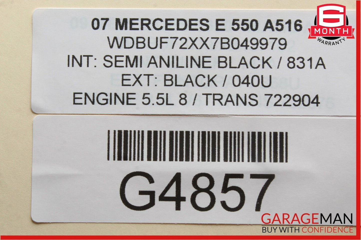 06-11 Mercedes W211 E350 CLS550 Rear Overhead Dome Light Reading Map Grey