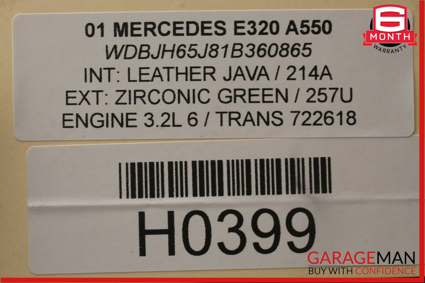 98-02 Mercedes W210 E430 E320 Rear Left Driver Side Exterior Door Handle Green
