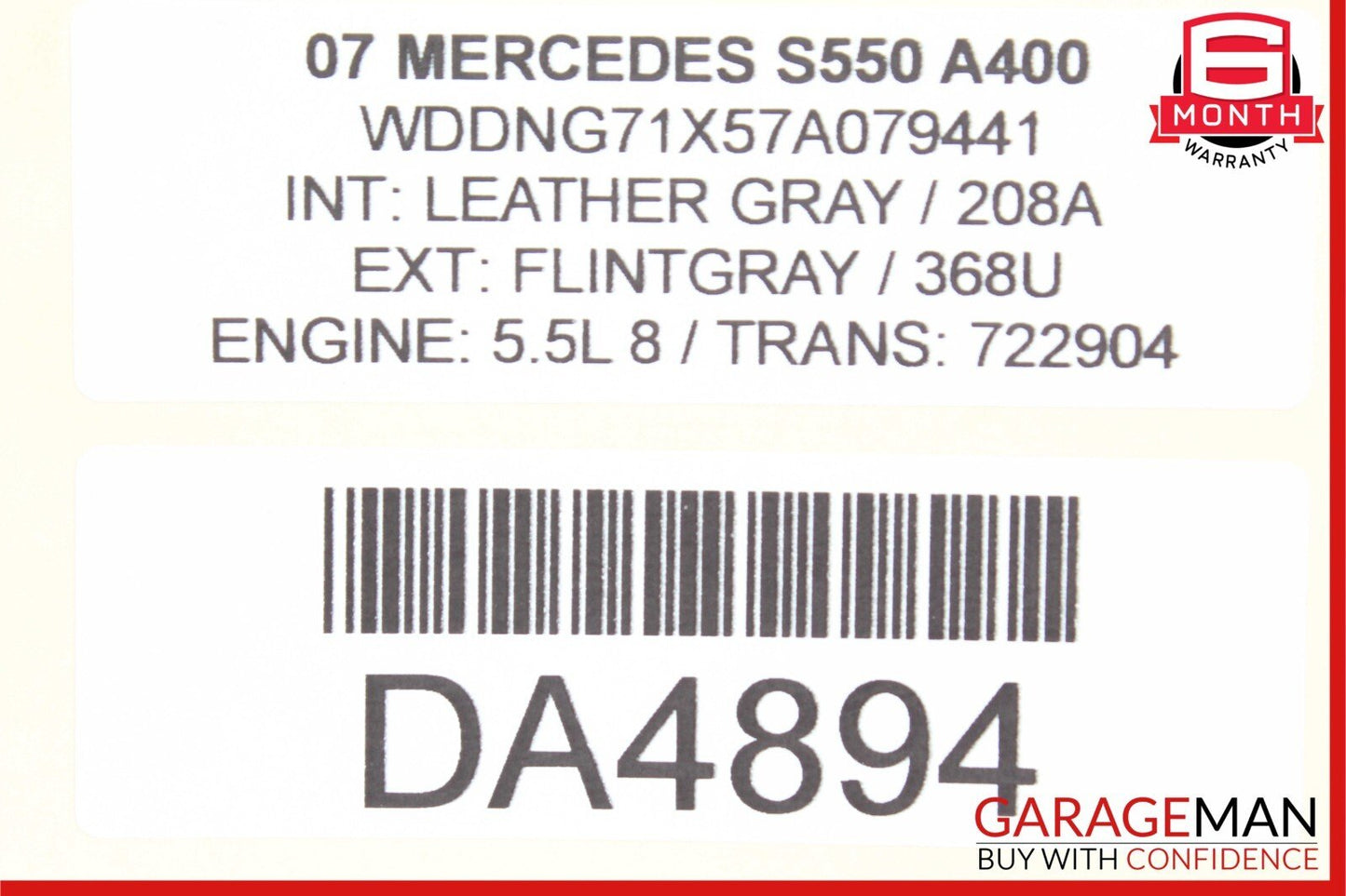 07-13 Mercedes W221 S500 S65 AMG Front Left Side Exterior Door Handle Gray OEM