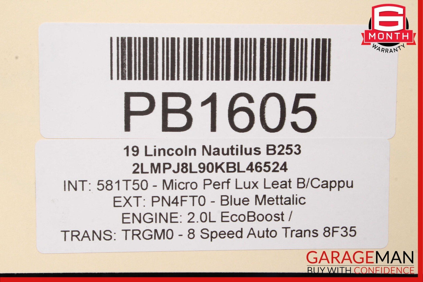 19-21 Lincoln Nautilus Front Right Side Exterior Door Shell Panel Frame Blue OEM