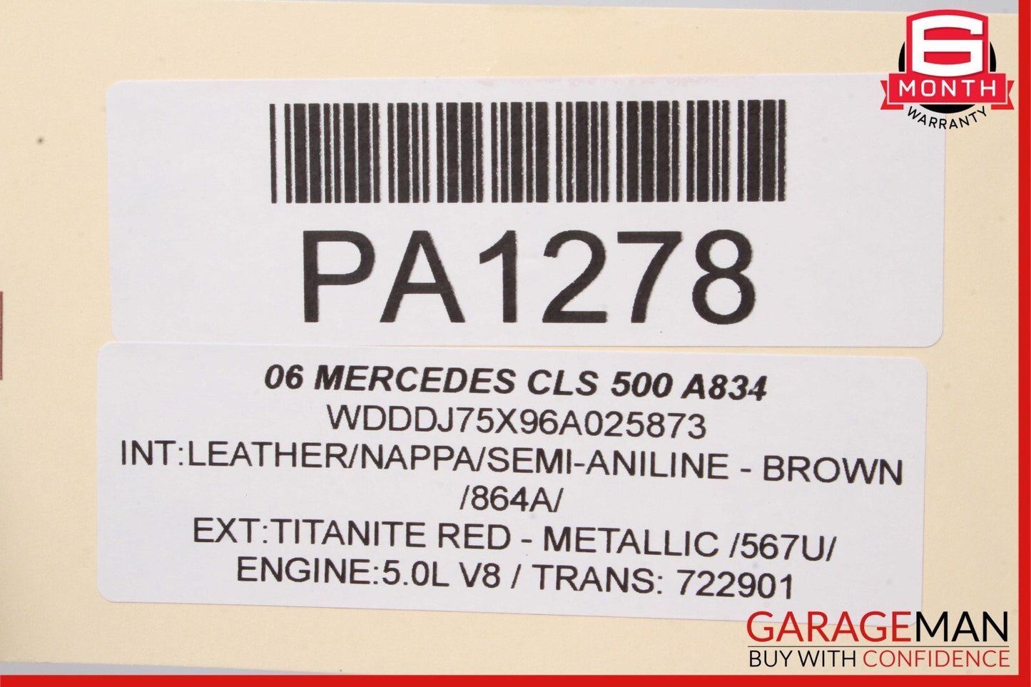 06-11 Mercedes CLS500 CLS550 Rear Left Lower Bottom Seat Cushion Cover Brown