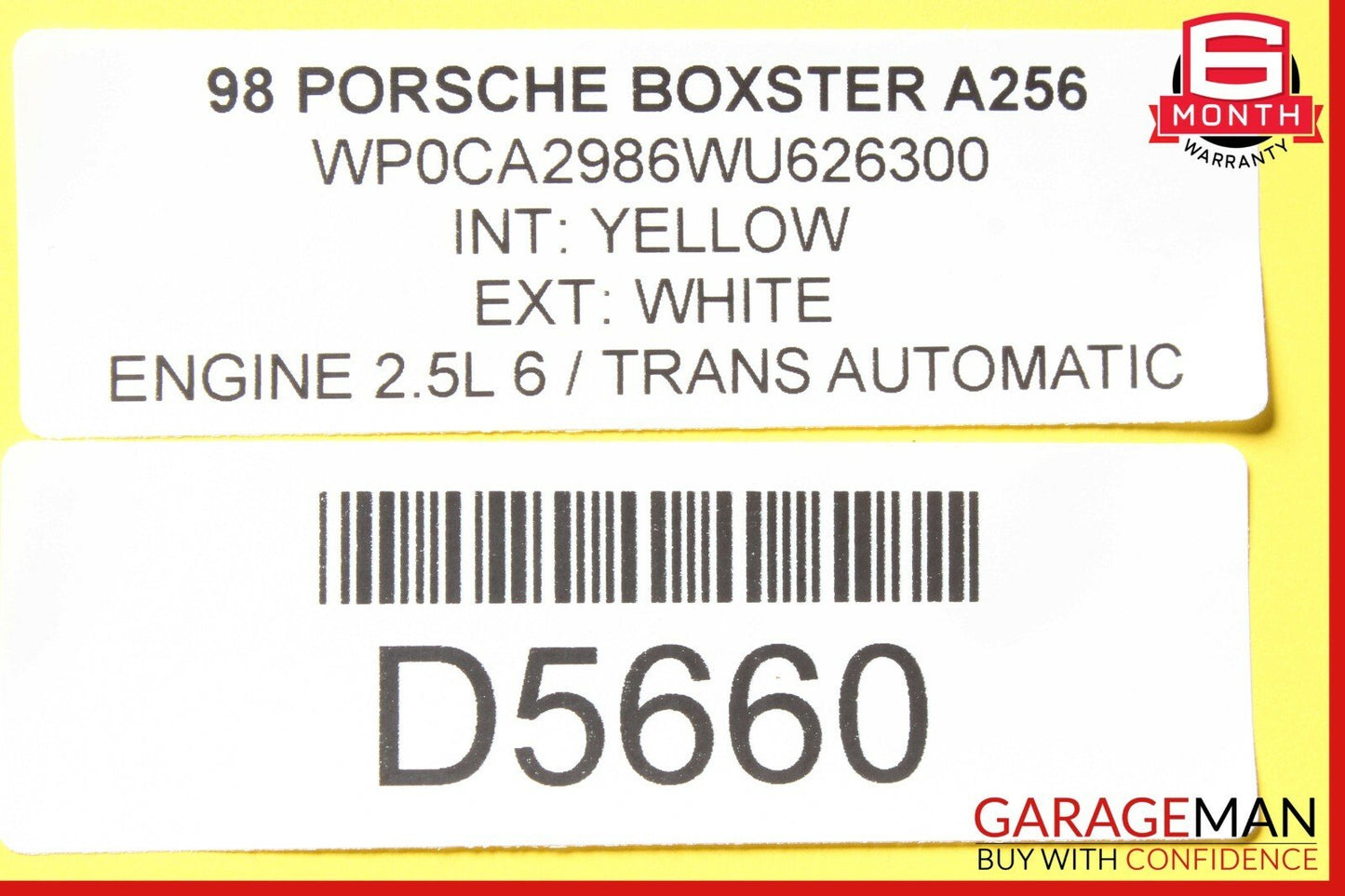 97-04 Porsche 986 Boxster Rear Bumper Reinforcement Bracket Bar w/ Heat Shield