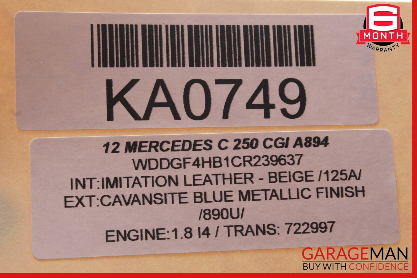 12-14 Mercedes W204 C250 Keyless Go Front Right Side Door Lock Actuator OEM