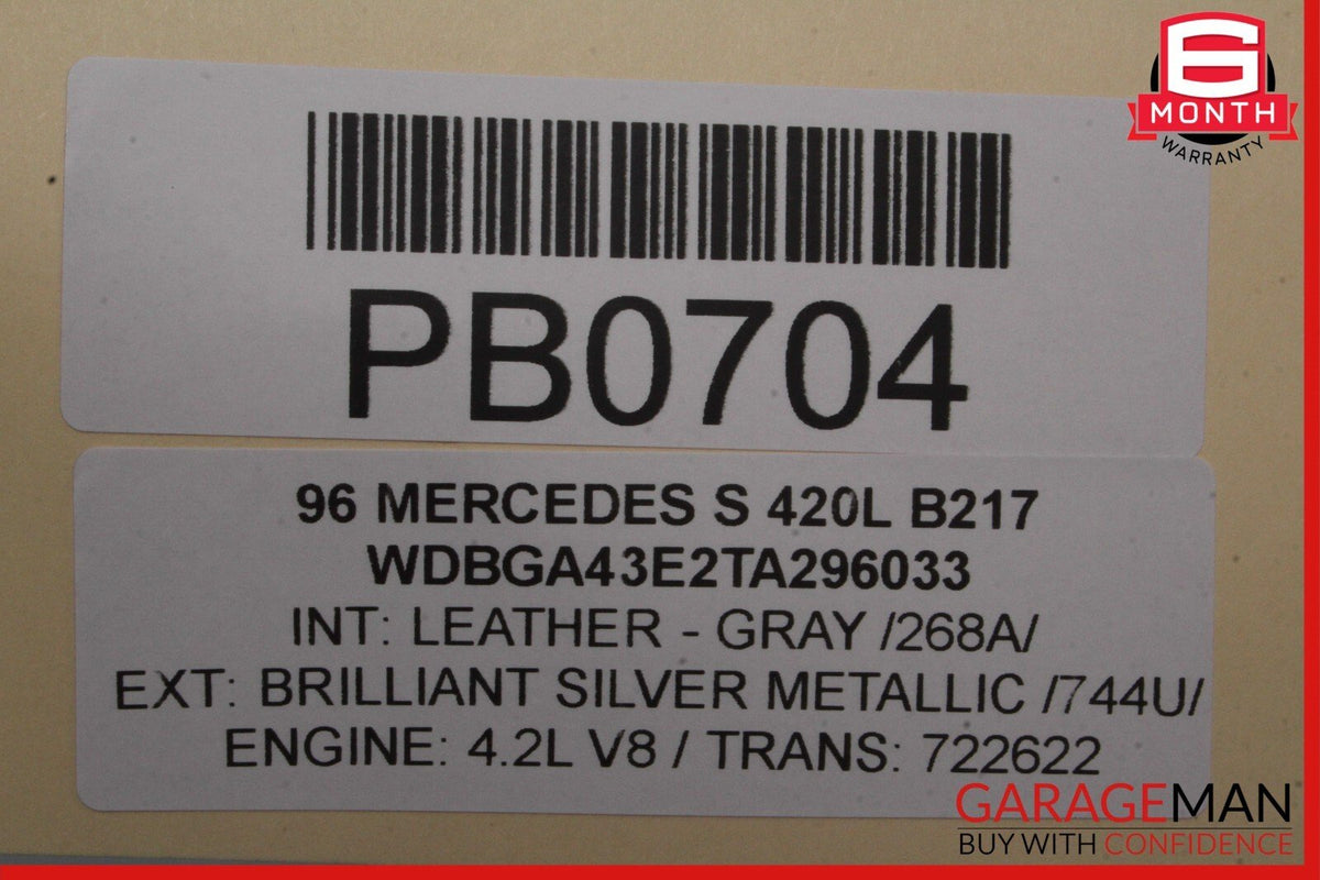 92-99 Mercedes W140 500SEL S420 Rear Left Driver Side Interior Door Panel Gray