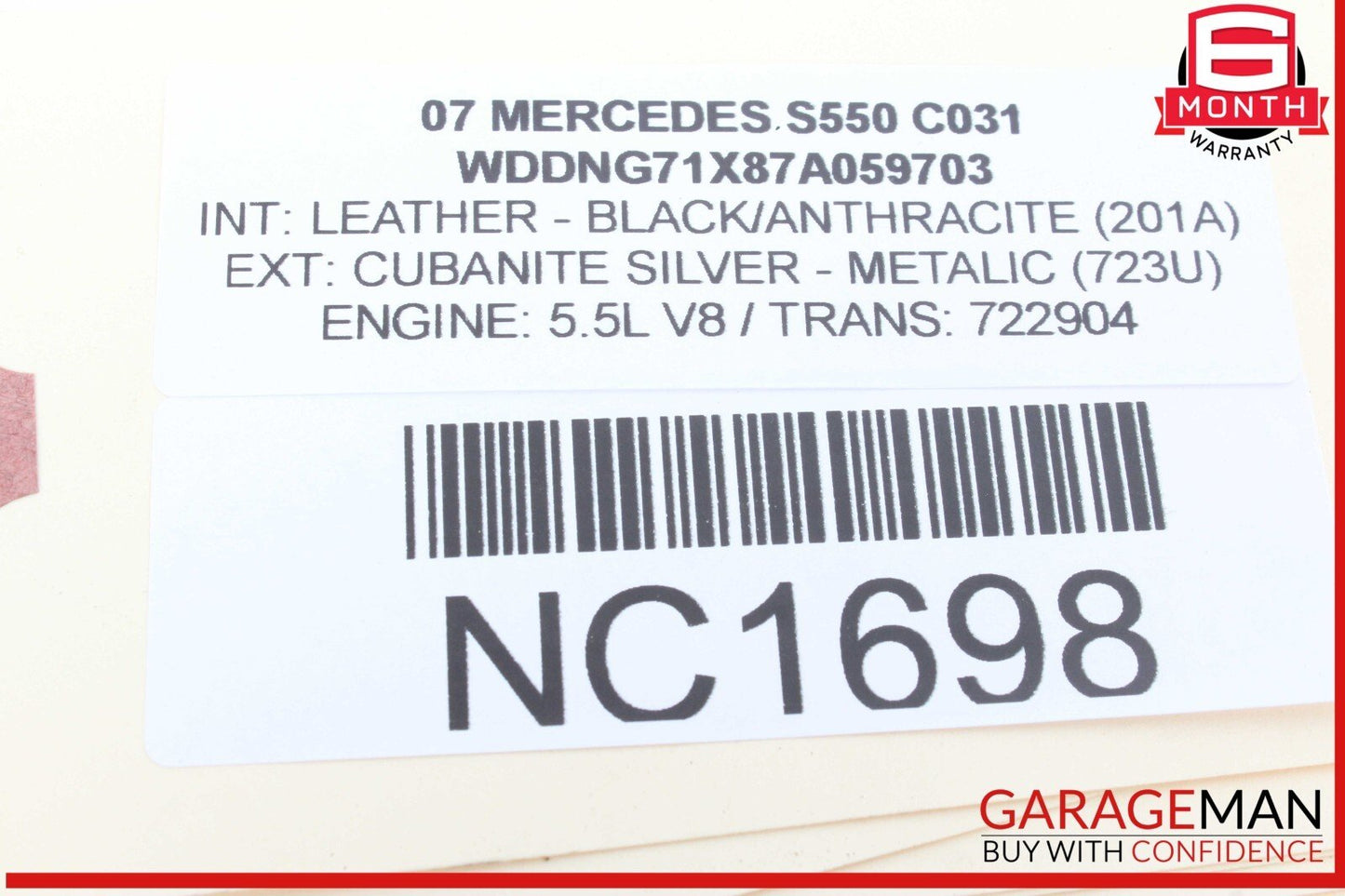 07-13 Mercedes W221 S550 S63 AMG Interior Top Upper Rear View Mirror Gray OEM