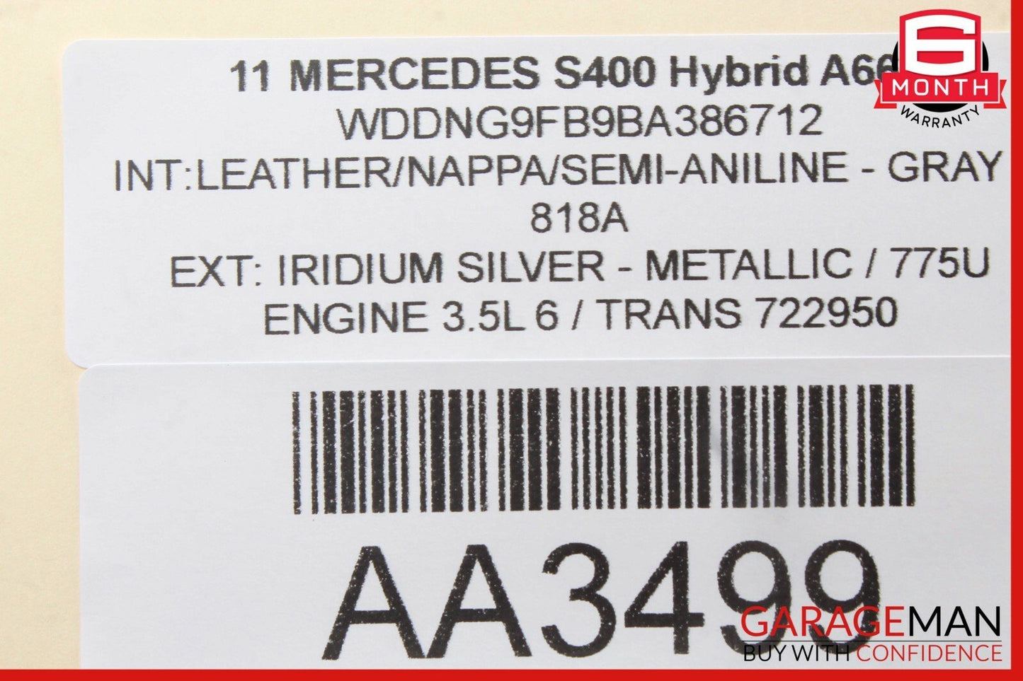 07-13 Mercedes W221 S400 S600 S63 AMG Rear Right Window Regulator Motor OEM