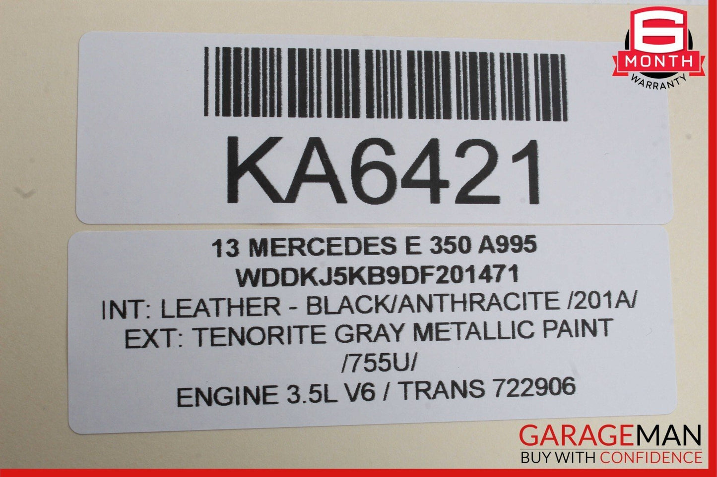 10-16 Mercedes W204 C250 E350 E400 Interior Rear View Mirror Grey