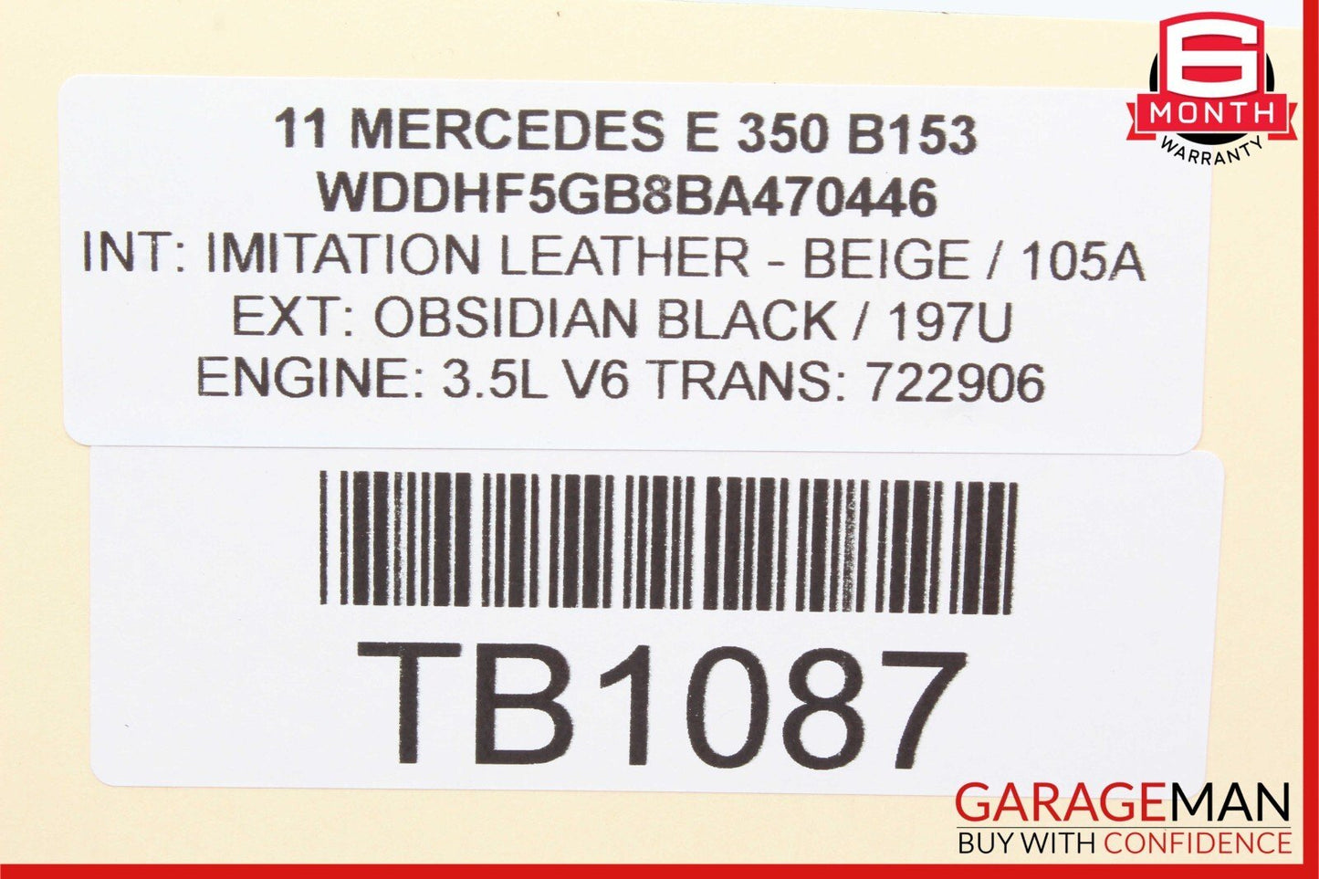 05-13 Mercedes W212 E350 C350 Engine Upper Oil Sump Baffle Pan Assembly OEM