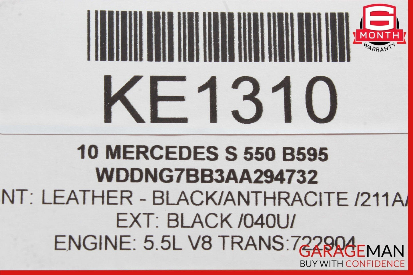 10-13 Mercedes W221 S550 S600 Front Left Side Mirror Door Rear View Black OEM