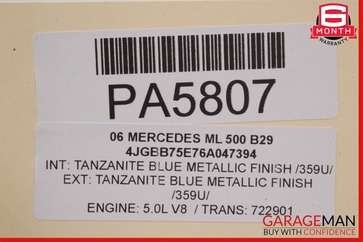 06-08 Mercedes W164 ML350 ML500 Front Left Side Top Upper Seat Cushion Black OEM