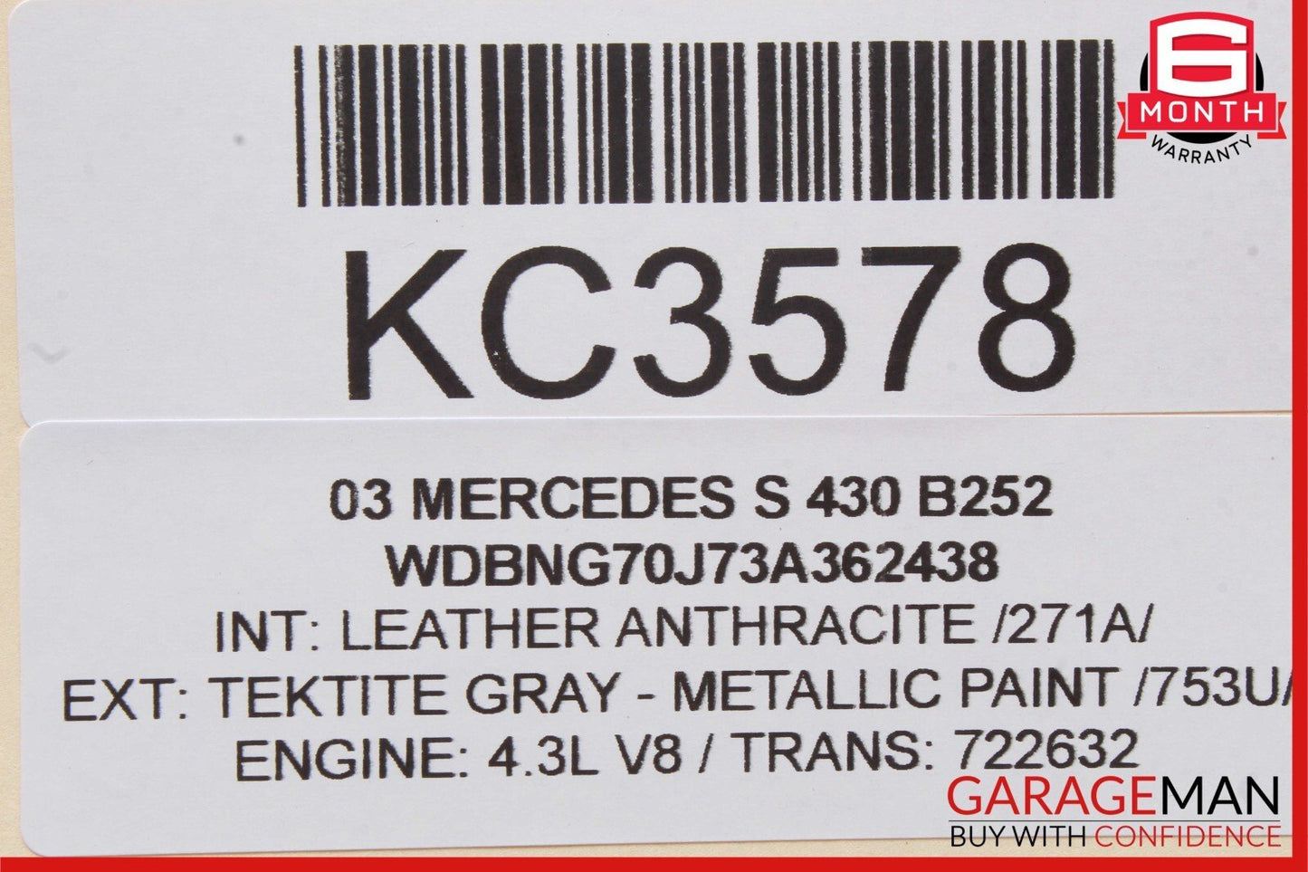03-09 Mercedes W220 S430 E550 Rear Left Driver Side Window Regulator Motor OEM