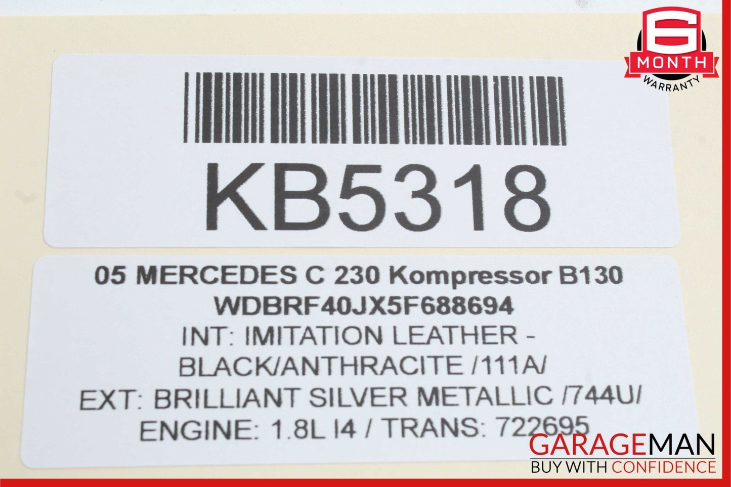 05-07 Mercedes W203 C230 C320 C350 Rear Left Side Exterior Door Handle Silver