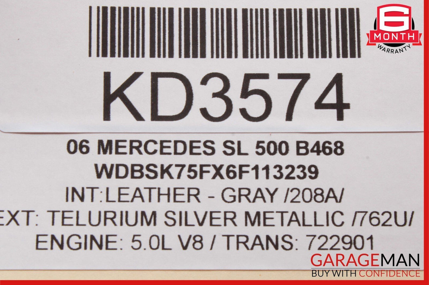 03-12 Mercedes R230 SL500 SL55 Convertible Top Right Side Load Assist Cylinder