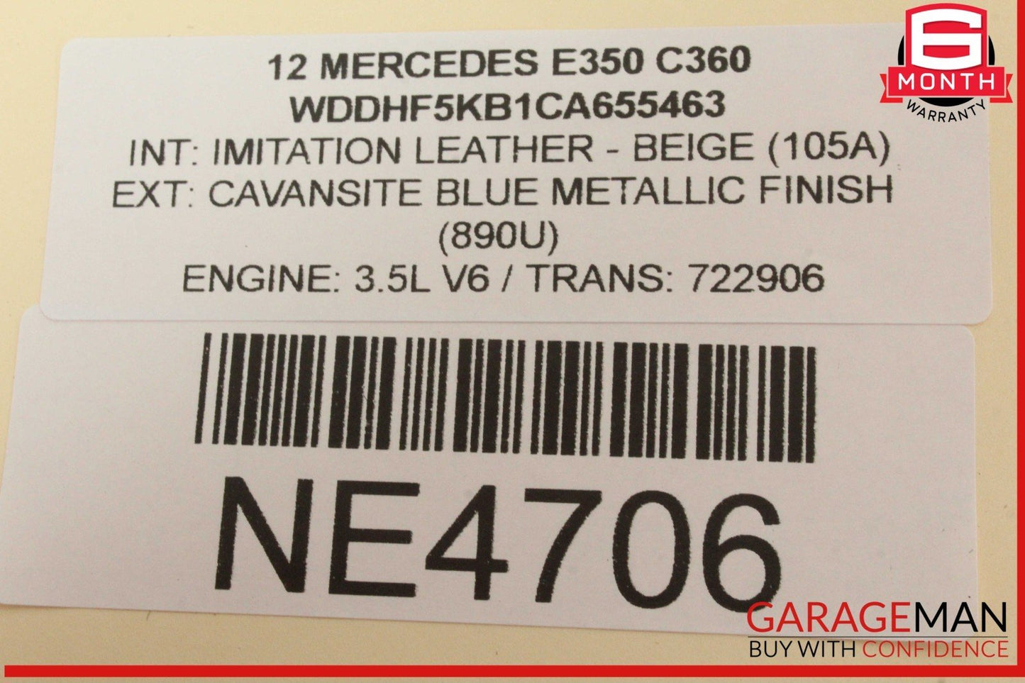 10-18 Mercedes W212 E350 Rear Overhead Dome Light Lamp 2128205001 OEM